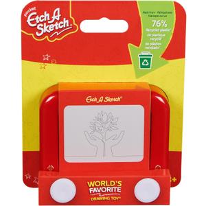 Etch A Sketch Pocket, 76% Recycled Plastic, Original Magic Screen, Sustainably-Minded Kids Travel Toy, Drawing Toys for Boys & Girls Ages 3+ Etch A Sketch Pocket, 76% Recycled Plastic, Original Magic Screen, Sustainably-Minded Kids Travel Toy, Drawing Toys for Boys & Girls Ages 3+