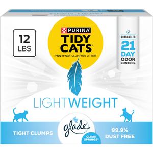 Purina Tidy Cats Lightweight with Glade Clear Springs Multi-Cat, Clumping, Low Dust, Scented Cat Litter - 12 lb. Box