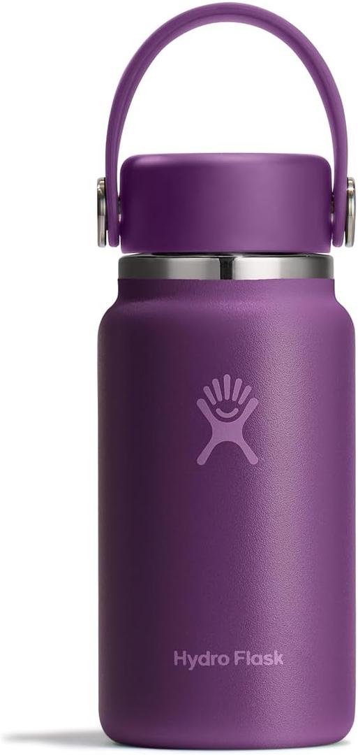 Hydro Flask Micro Bottle - Leak Proof Purse or Pocket Flask - Insulated Mini Water Bottle 6.7 Oz Beachplum Purple