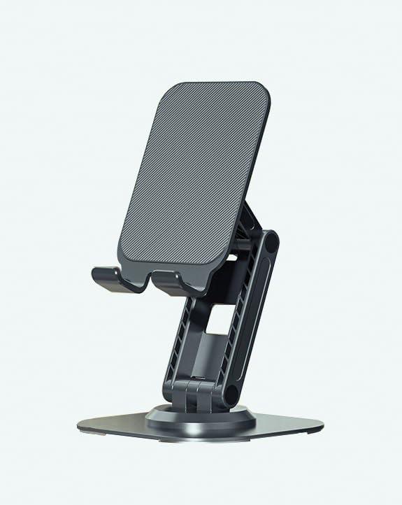 Portable Two-Shaft Mobile Stand, Height and Angle Adjustable Phone Stand with Metal Base,360 rotatable and Foldablecell Phone Holder