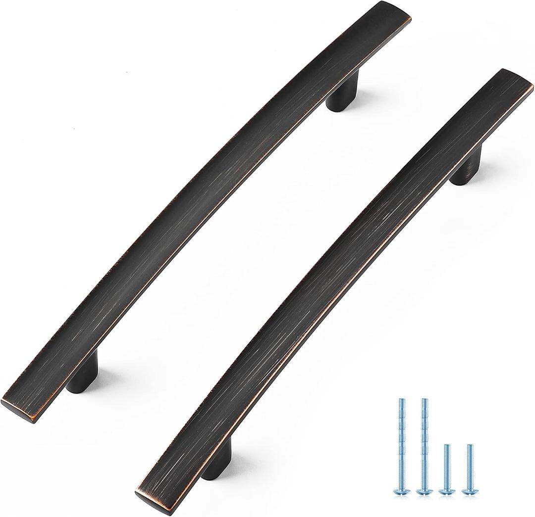 Ravinte Oil-Rubbed Bronze Curved Cabinet Handles Arch Drawer Pulls for Kitchen (5 in Hole Center, 15 Pack)