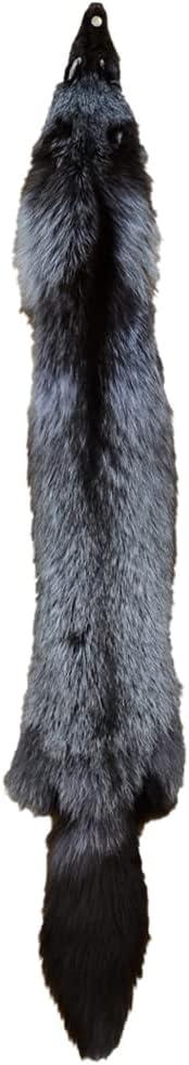 Natural Tanned Silver Fox Hides Fur Pelts Graded 1 Fox Skin Hides for Fly Tying Crafts Fur Coats Trapping Fur Taxidermy Decor Scraps 44-49 inch Silver