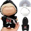 Street Style for LABUBU Clothes or LABUBU Outfits, 6-7 Graphic Hooded Romper with Fanny Pack,Streetwear Clothes for Collectible Dolls,Street Style Hoodie Outfit