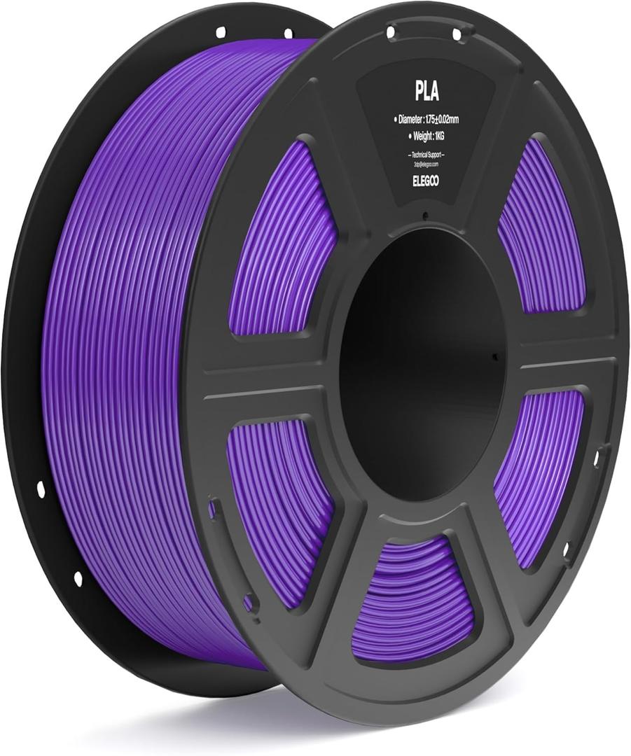 ELEGOO PLA Filament 1.75mm Purple 1KG, 3D Printer Filament Dimensional Accuracy +/- 0.02mm, 1kg Spool(2.2lbs) Fit Most FDM 3D Printers