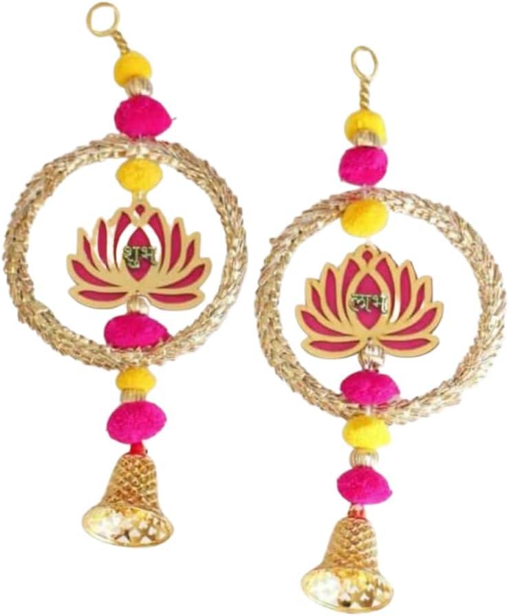 India Gift Hub Lotus Hangings for Decoration Floral Wall Hangings for Temple, Diwali Decor Hanging, Diwali Gift Decor, Wedding and All Festival Decor. (5)