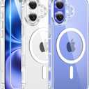 FNTCASE for iPhone 16 Plus Case: Clear Magnetic Phone Cases with Screen Protector Compatible with Magsafe Slim Anti Yellowing Rugged Shockproof Protective Transparent Cell Phone Cover (A-Clear)