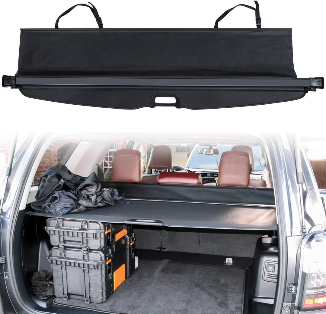 Trunk Cargo Cover for Toyota 4runner 2010-2018 2019 2020 2021 2022 2023 2024 Retractable Rear Trunk Cargo Luggage Security Shade Cover Shield Waterproof Custom Fit All Weather (Black)