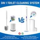 KOKL Disposable Toilet Brush, Toilet Bowl Cleaner Brush with 50PCS Toilet Brush Refills, Toilet Cleaner Refill Pads, Disposable Toilet Bowl Brush and Storage Caddy for Bathroom Cleaning(1-Set)