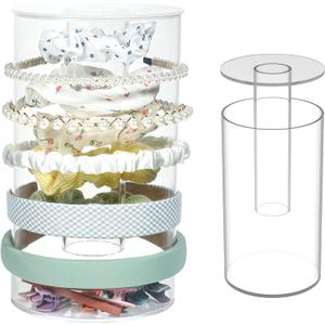 Kamehame Headband and Scrunchie Holder, Bottom Can Place Small Hair Accessories, Clear Acrylic Organizer for Hair Accessories, Hair Clips, Hair Ties, Bows, Pins and More
