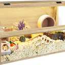 PROLEE Hamster Cage Large Chewproof, 40" x 20" x 20" Sloped Mice and Rat Habitat with Clear View, Solid Built with Lockable Design and Openable Top (White Oak)