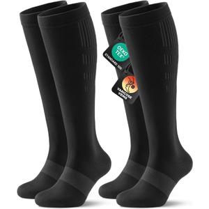 PULIOU Compression Socks for Women Men,20-30mmHg Graduated Circulation, for Nurses,Flying,Travel,Athletic,Running,2 pairs (Black, L)