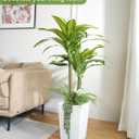 Artificial Plants Indoor, 4FT Tall Fake Tree with White Tall Planter, Artificial Dracaena Tree for Living Room Office Home Decorations Housewarming Gifts