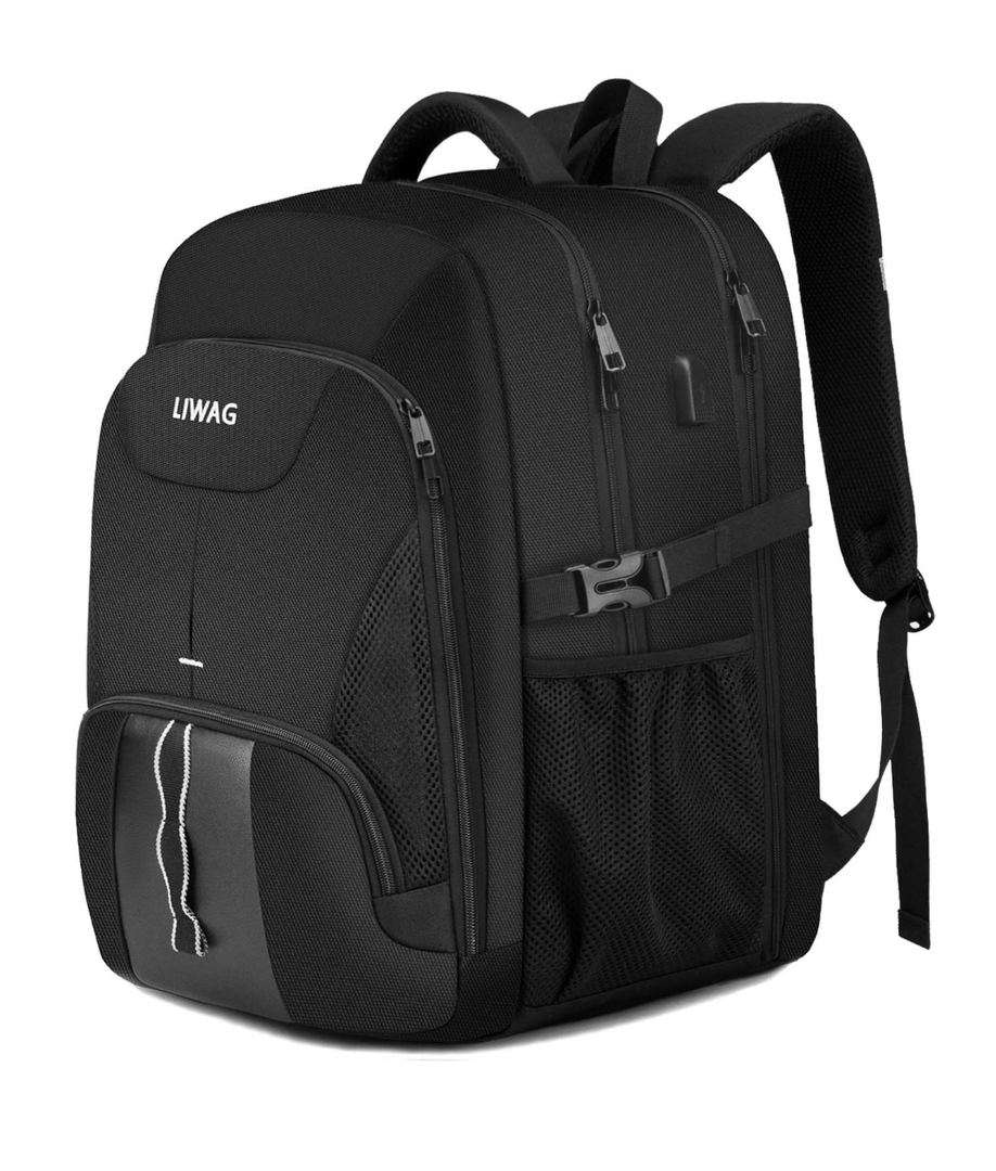 Extra Large Backpack for Men 50L,Water Resistant 17.3 inch Travel Laptop Backpack with USB Charging Port,TSA Friendly Big Business Anti Theft Computer Bag Work College School Bookbags Gifts,Black