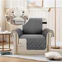 H.VERSAILTEX Chair Slipcover Reversible Chair Cover Water Resistant Washable Chair Cover Non-Slip Fabric Furniture Protector with Elastic Strap for Pets(Armchair, Charcoal Grey)