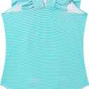 LIZENS Girls One Piece Swimsuit Cute Striped Bathing Suit for Girls(VC719G04,9-10T) Light Blue