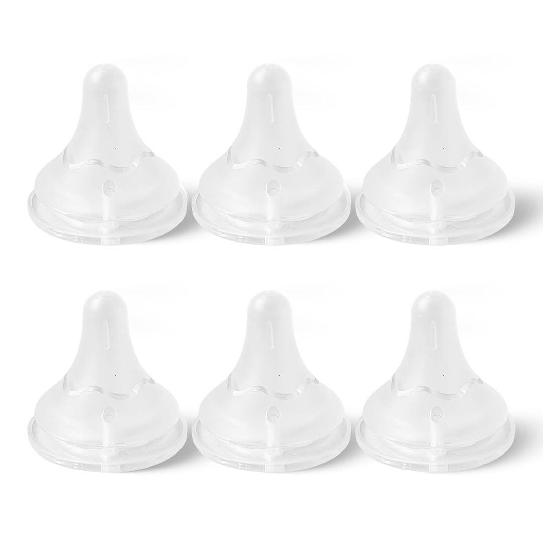 2 x 6 Pcs Silicone Pacifiers for Baby Bottles, Spectra Nipples for Bottles, Slow Flow Design, Suitable for Infants 0 Months and Older (S)