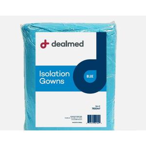 Dealmed Blue Isolation Gown – Disposable Medical Gowns, Latex-Free, Perfect for Hospitals, Medical Facilities, and Physicians’ Offices (Case of 50)