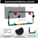 Palm License Plate Frame - Colorful Palm License Plate Holder, Rust-Proof Auto Stainless Steel Parts License Plate Cover Decoration for Standard Us 12x6 Inch