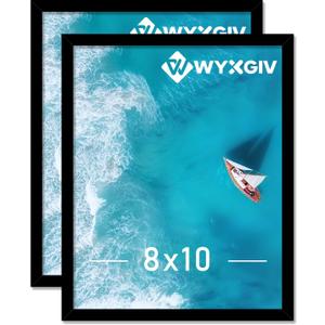 8x10 Picture Frame Set of 2, Lightweight yet Durable Black Frame with High-clarity Plastic Display 8 x 10 Inch Photo Horizontally/Vertically (2 Packs|Black|8"x10")