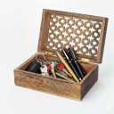 Mela Artisans Wooden Keepsake Box | Medium Burnt Mango Wood Memory & Photo Storage Box with Hinged Lid | Decorative Storage Box | Medium | 7.5x4.5x3 Inch