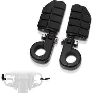 FOVPLUE 1.25" Highway Footpegs, Adjustable Footrest w/Mounting P-Clamps for Harley Touring Softail Dyna Sportster Honda Kawasaki Suzuki Yamaha Indian Victory w/1-1/4" Engine Guard, Gloss Black#3