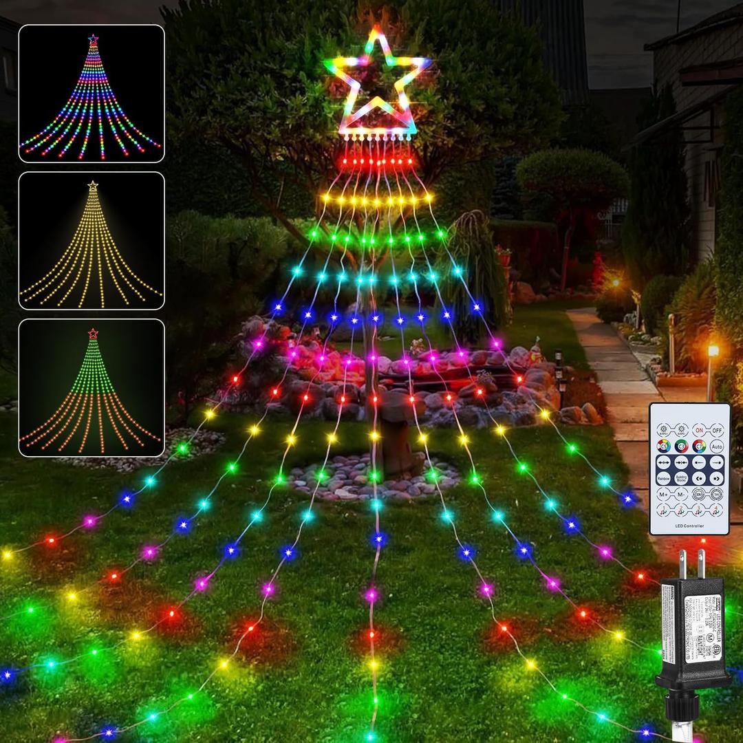 PUHONG Color Changing Christmas Lights, 335 LED RGB String Light with Remote & Timer, Waterproof Outdoor Twinkle Christmas Tree Lights for New Year, Halloween, Birthday, Party Decor (RGB)