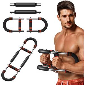 Merach Twister Arm Trainer, Adjustable Power Twister Bar, Chest Workout Equipment for Men, Portable Upper Body Workout Machine, Detachable Spring Resistance Home Fitness Equipment (Red)
