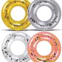 POZA Inflatable Pool Float Tube  Sparkly Confetti Swim Ring, Heavy Duty UV Resistant Inflatable Tube Pool Float for Kids & Adults  Multiple Colors & Sizes  Beach, Lake & Pool Party Float (23", Silver, Gold, Pearl & Rose Gold)