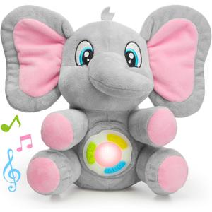 JOYIN Musical Elephant Plush Baby Toy, Stuffed Animal with Music & Light, Baby Musical Soft Plush Toys for Infant Babies, Christmas Birthday Gifts for Boys and Girls 6+ Months