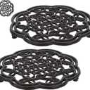 2 Cast Iron Trivets, Heavy Duty Round Metal Trivet, Heat Resistant for Hot Dish Pot Pan Plate Teapot, Cast Iron Hot Dish Plate Holder for Countertop, Dining Table, Kitchen