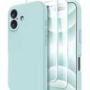 OTOFLY Compatible with iPhone 16 Case, Compatible with MagSafe, Shockproof Magnetic Silicone Case for iPhone 16,[Military Grade Protection] [2 Pack Screen Protectors], Mint Green