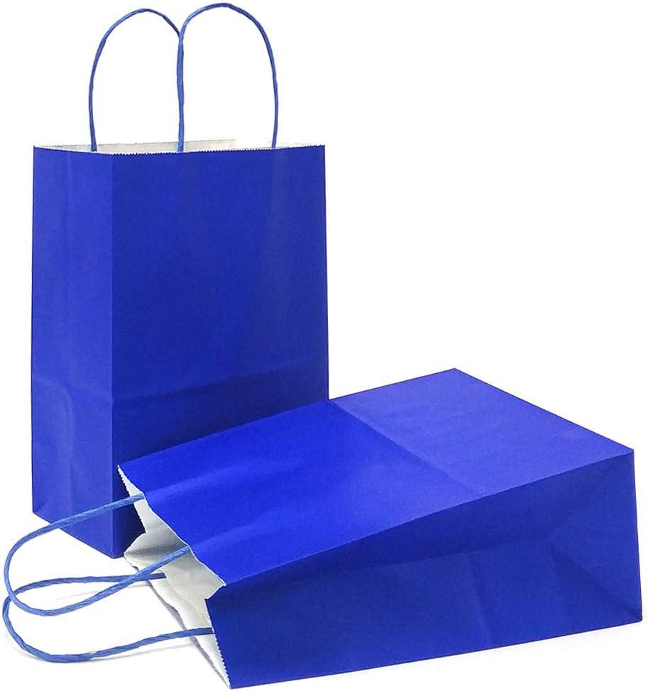 AZOWA Gift Bags Small Kraft Paper Bags with Handles (5 x 3.1 x 8.2 in, Royal Blue, 12 Pcs)