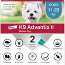 K9 Advantix II Medium Dog Vet-Recommended Flea, Tick & Mosquito Treatment & Prevention | Dogs 11-20 lbs. | 2-Mo Supply, One Dose