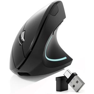 Bluetooth Mouse,Type-c and USB 2.4G Wireless Vertical Mouse Rechargeable Ergonomic Mouse, 800/1200 /1600 DPI, Buttons for Laptop, Desktop, PC, MacBook,Mac Computer (Black)