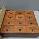 QWORK Desk Drawer Organizer, Wooden Vintage Apothecary Cabinet with 16 Drawers, Home Office & Tea & Dresser Bedroom Organization and Storage, Traditional Apothecary Cabinet, Brown