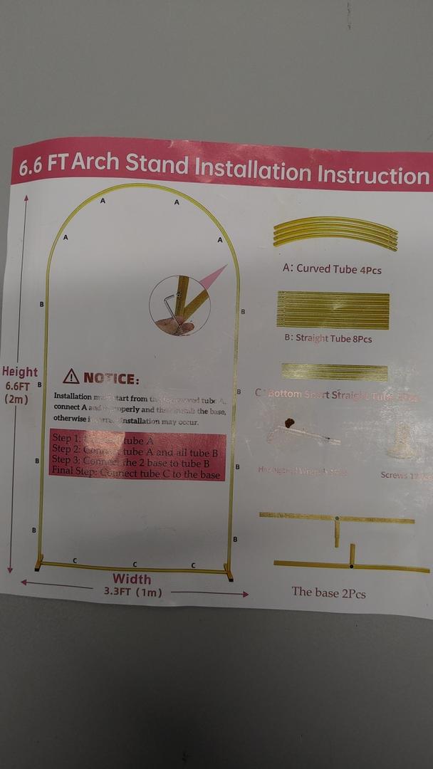 6.6FT Metal Wedding Arch Stand Gold Square Arched Backdrop Frame for Party Ceremony Valentines Day Birthday Bridal Baby Shower Garden Floral Balloon Arch Decoration