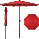 9FT Lyon Outdoor Patio Umbrella Outdoor Table Umbrella with Push Button Tilt and Crank Market Umbrella 8 Sturdy Ribs UV Protection Waterproof for Garden Deck Backyard Pool Dark Red