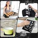Fourluoo 10 Pcs Farmhouse Kitchen Decor and Accessories Set 4 Kitchen Towels 2 Pot Holders 2 Oven Mitts 2 Rugs for Cooking Baking Mom Housewarming Gifts(Black,Classic Style)