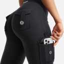 YEOREO CoreFlex Women Workout Flare Leggings with Pockets Hidden Scrunch High Waisted Cargo Gym Yoga No Front Seam Leggings (Black, XXL)