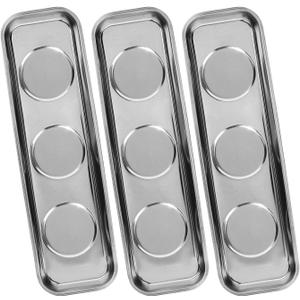 VASTOOLS Magnetic Parts Tray 3pc, for Socket Screw Nuts Bolts Metal Parts, Extra Strong Magnet, Thickened Tray, Stainless Steel