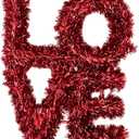 Tinsel Garland Love Sign, Red, 12" x 10" x 1" - Perfect for Valentine's Day or Anniversaries
