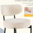 DUMOS Dining Chairs Set of 2, Mid Century Modern Chair Round Upholstered Curved Backrest, Kitchen Vanity Living Room Chairs with Black Metal Legs，Ivory White,22.2"D x 20"W x 30.9"H, Ivory White