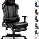 GTPLAYER Gaming Chair with Footrest Speakers Video Game Chair Bluetooth Music Heavy Duty Ergonomic Computer Office Desk Chair Red (Black)