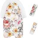 2-in-1 Baby Head Support and Strap Cover for Car Seat, Super Soft Mink Floral CarSeat Insert Cushion Headrest for Bouncers, Strollers, Swing