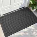 PLEASOR Front Door Mat Indoor Outdoor Entrance, Dirt Resistant and Absorbent Doormat, Sturdy Non-Slip Backing Entry Mat, Fade Resistant, Easy Clean Low-Profile Entryway Mat, 29x17, Grey