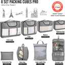 Veken 8 Set Packing Cubes for Travel Essentials, Suitcase Organizer Bags in 4 Sizes, Carry-On Luggage Accessories with Large Laundry & Hanging Toiletry Bag, Must-Have for Airplane, Road Trip & Camping (Dove Gray)