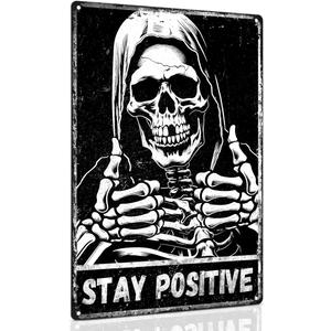 ALKB Death Metal Skeleton Sign - Gothic Halloween Horror Decor for Skull Lovers Gift - 8x12 Inch