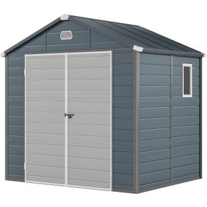 YITAHOME 8x6.2FT Outdoor Storage Shed w/o Floor, All-Weather Plastic Shed with Lockable Doors, Window & Vents, Plastic Tool Shed for Backyard, Patio, Poolside, Lawn, Gray