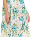 JEFFRICO 2 Pack Long Nightgowns for Women - Short Sleeve Soft Womens Nightgowns & Sleepshirts (Large, Blue Green Hibiscus)