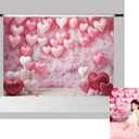 Kate 10x6.5ft Pink Valentine's Day Photography Backdrops White Wood Floor Pink Loveheart Balloons Decoration Photo Background Baby Shower Kids Birthday Party Backgrounds (10x6.5ft)